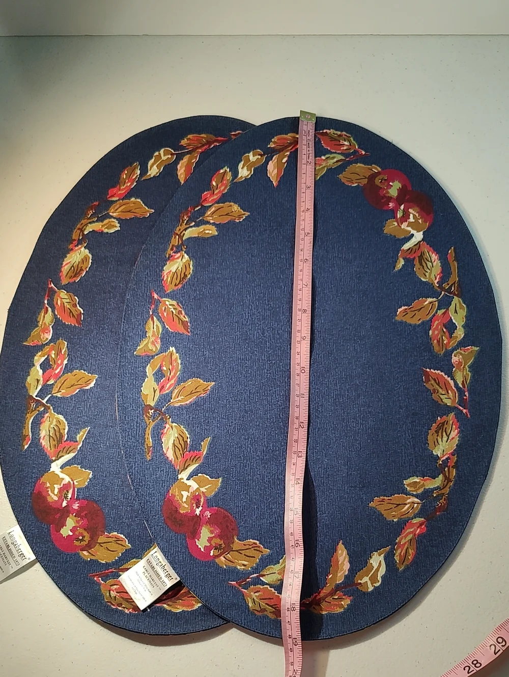 Longaberger 2 Placemats In Early Harvest Fabric Double Sided 2 Different Prints